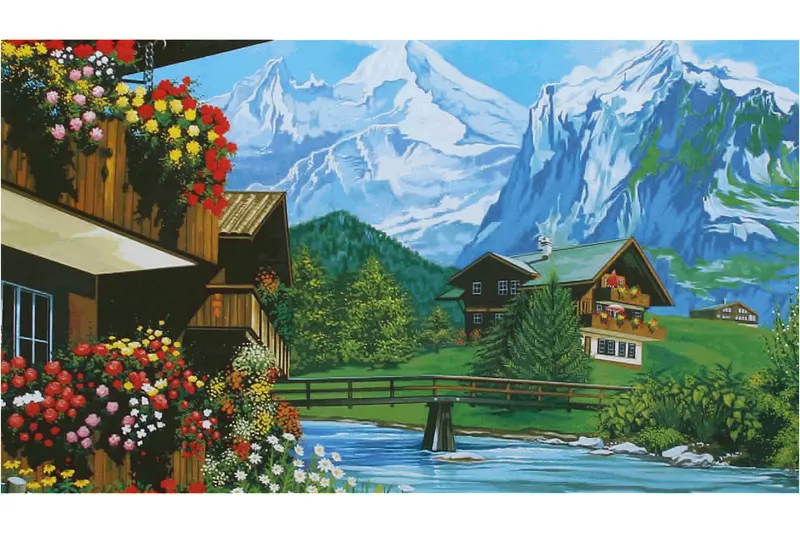Mammut Malen nach Zahlen "Bergidyll im Gebirgstal" ab 8 Jahre 109030 40 x 30cm
