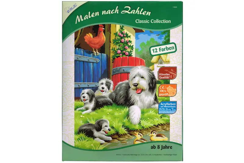 Mammut Malen nach Zahlen "Bobtail Hunde-Familie" 23x30 cm – Classic Collection ab 8 Jahre