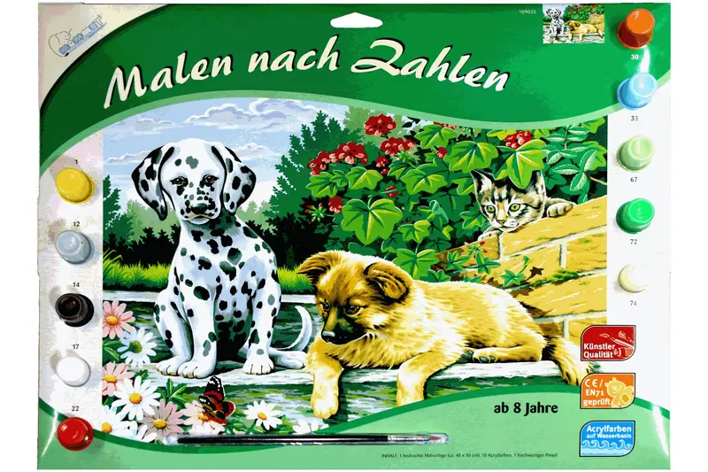 Mammut Malen nach Zahlen "Hundewelpen" 40x30 cm – ab 8 Jahre