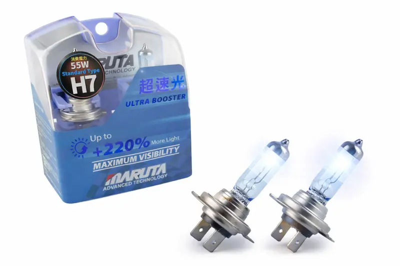 MARUTA H7 55W ULTRA BOOSTER - 220% Maximum Visibility | 3800K Xenon Gas Halogen Lampen | ECE Prüfzeichen - Designed in Japan!