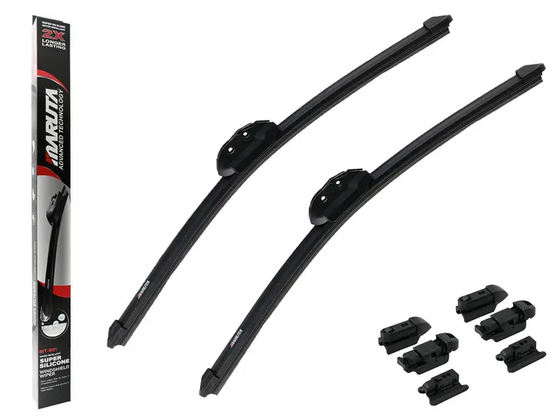 MARUTA Lotus Perl-Effekt Scheibenwischer SET 450mm / 450mm - universal - vorne, Aero-dynamik optimierte Wischerblätter aus exklusiver Silikon / Gummimischung (made in Japan)