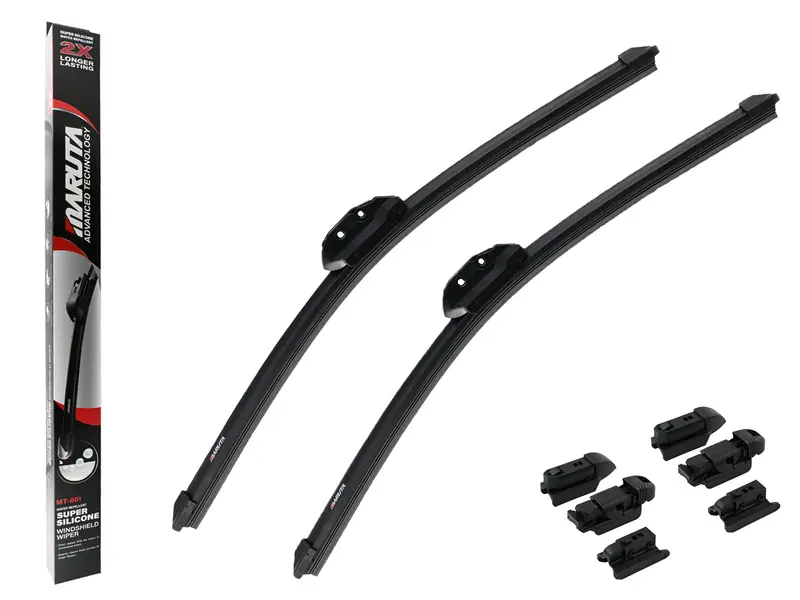 MARUTA Lotus Perl-Effekt Scheibenwischer SET 475mm / 475mm - universal - vorne, Aero-dynamik optimierte Wischerblätter aus exklusiver Silikon / Gummimischung (made in Japan)