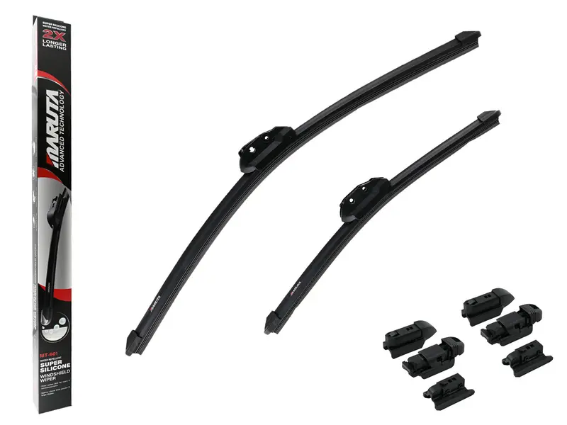 MARUTA Lotus Perl-Effekt Scheibenwischer SET 525mm / 375mm (530mm/380mm) - universal - vorne, Aero-dynamik optimierte Wischerblätter aus exklusiver Silikon / Gummimischung (made in Japan)