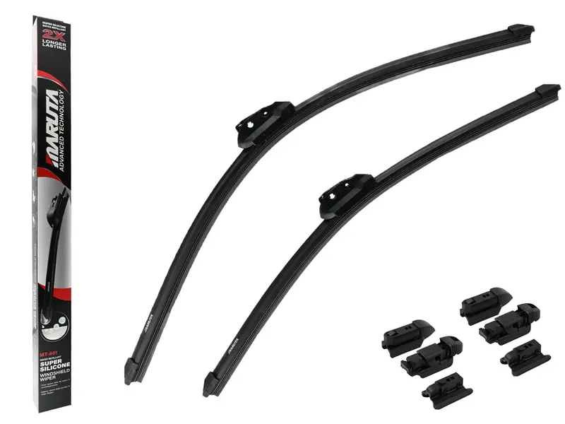 MARUTA Lotus Perl-Effekt Scheibenwischer SET 550 mm / 525 mm (550mm / 530mm) - universal - vorne, Aero-dynamik optimierte Wischerblätter aus exklusiver Silikon / Gummimischung (made in Japan)