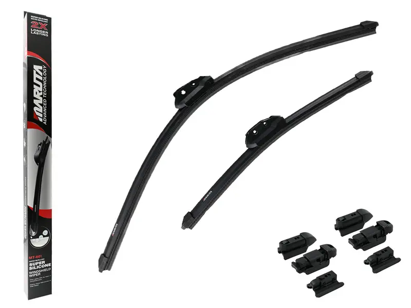 MARUTA Lotus Perl-Effekt Scheibenwischer SET 600 mm / 375 mm (600mm/380mm) - universal - vorne, Aero-dynamik optimierte Wischerblätter aus exklusiver Silikon / Gummimischung (made in Japan)