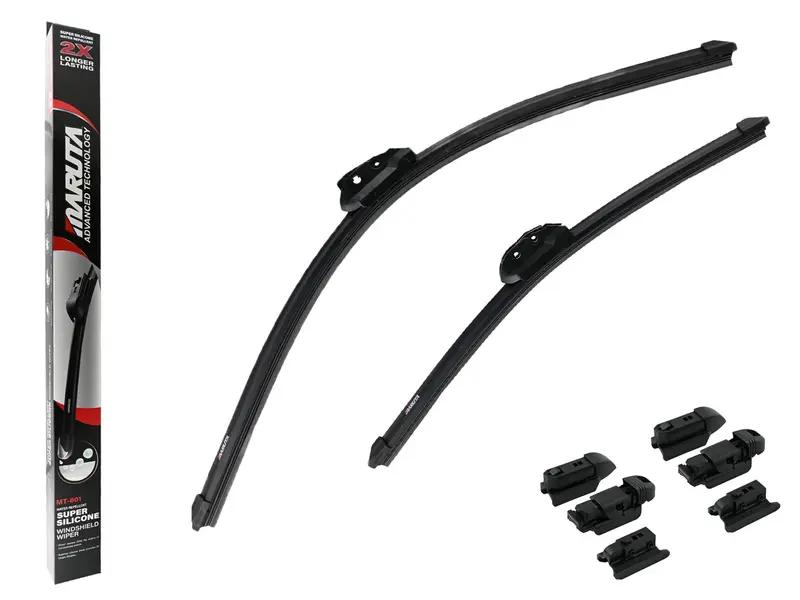 MARUTA Lotus Perl-Effekt Scheibenwischer SET 600 mm / 450 mm - universal - vorne, Aero-dynamik optimierte Wischerblätter aus exklusiver Silikon / Gummimischung (made in Japan)