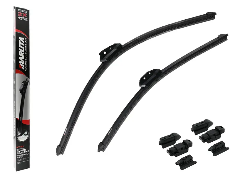 MARUTA Lotus Perl-Effekt Scheibenwischer SET 600 mm / 475 mm (600mm/480mm) - universal - vorne, Aero-dynamik optimierte Wischerblätter aus exklusiver Silikon / Gummimischung (made in Japan)