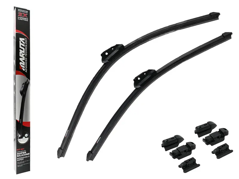 MARUTA Lotus Perl-Effekt Scheibenwischer SET 600 mm / 525 mm (600mm/530mm) - universal - vorne, Aero-dynamik optimierte Wischerblätter aus exklusiver Silikon / Gummimischung (made in Japan)