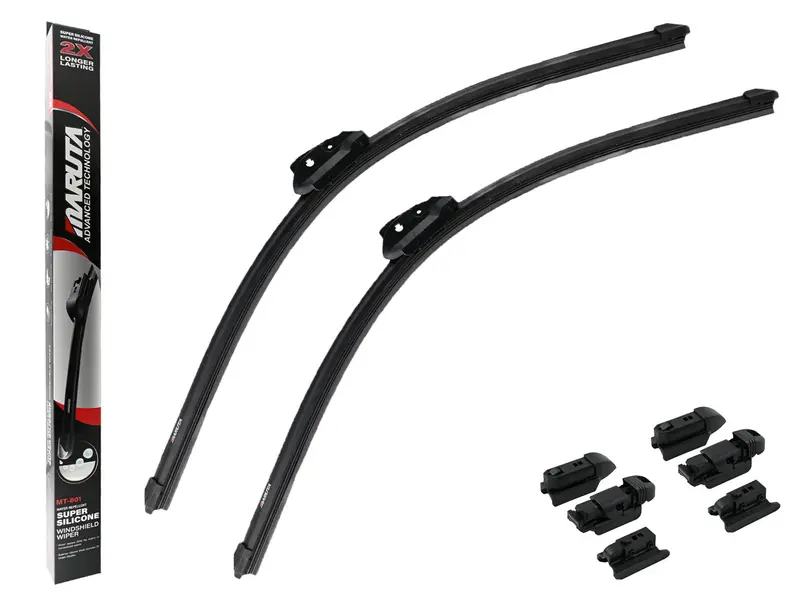 MARUTA Lotus Perl-Effekt Scheibenwischer SET 600 mm / 600 mm - universal - vorne, Aero-dynamik optimierte Wischerblätter aus exklusiver Silikon / Gummimischung (made in Japan)