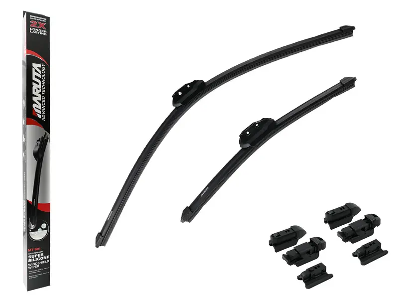 MARUTA Lotus Perl-Effekt Scheibenwischer SET 650 mm / 375 mm (650mm/380mm) - universal - vorne, Aero-dynamik optimierte Wischerblätter aus exklusiver Silikon / Gummimischung (made in Japan)
