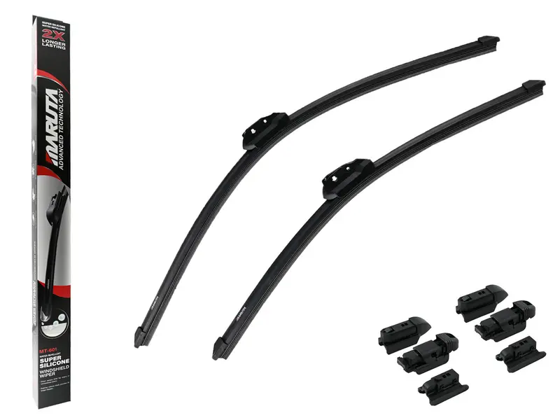 MARUTA Lotus Perl-Effekt Scheibenwischer SET 650 mm / 525mm (650mm/530mm) - universal - vorne, Aero-dynamik optimierte Wischerblätter aus exklusiver Silikon / Gummimischung (made in Japan)