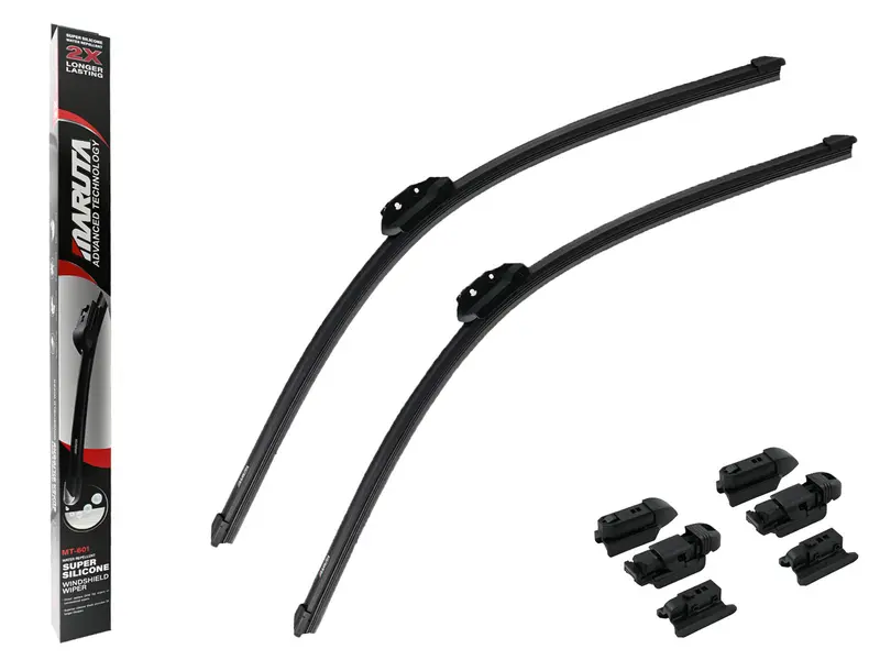 MARUTA Lotus Perl-Effekt Scheibenwischer SET 650 mm / 650 mm - universal - vorne, Aero-dynamik optimierte Wischerblätter aus exklusiver Silikon / Gummimischung (made in Japan)