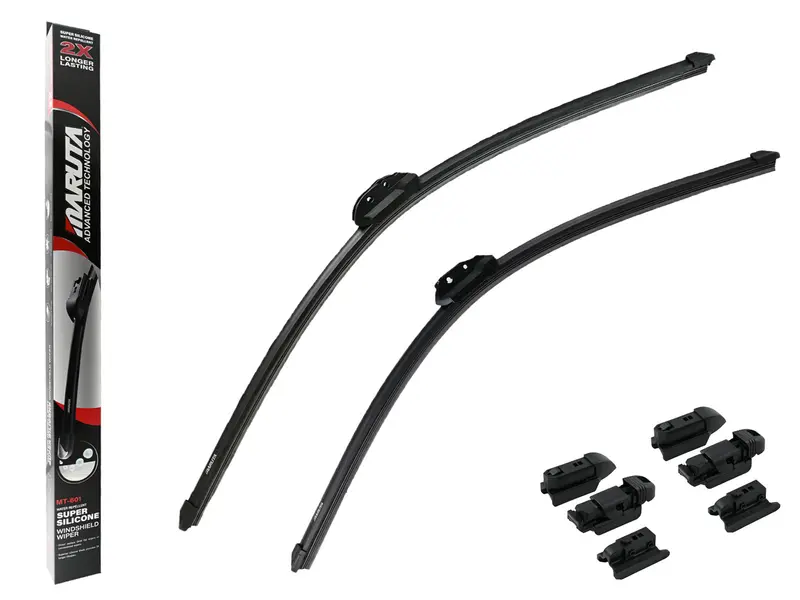 MARUTA Lotus Perl-Effekt Scheibenwischer SET 700 mm / 650 mm - universal - vorne, Aero-dynamik optimierte Wischerblätter aus exklusiver Silikon / Gummimischung (made in Japan)