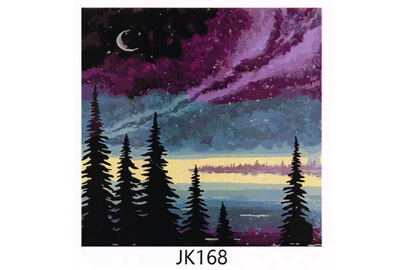 Nachtbild mit Wald Malen nach Zahlen 22 Acrylfarben 30 x 40 cm JK168