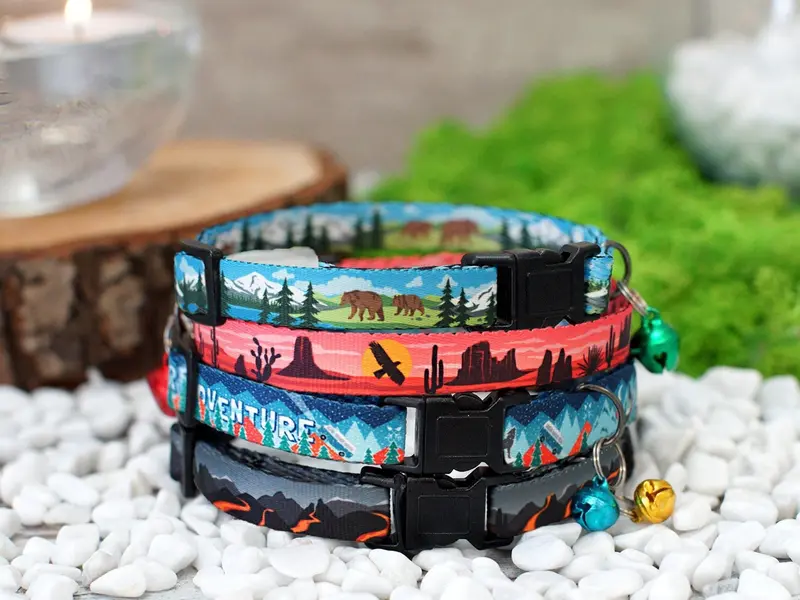 Nature Cat Collar with ID Name Tag
