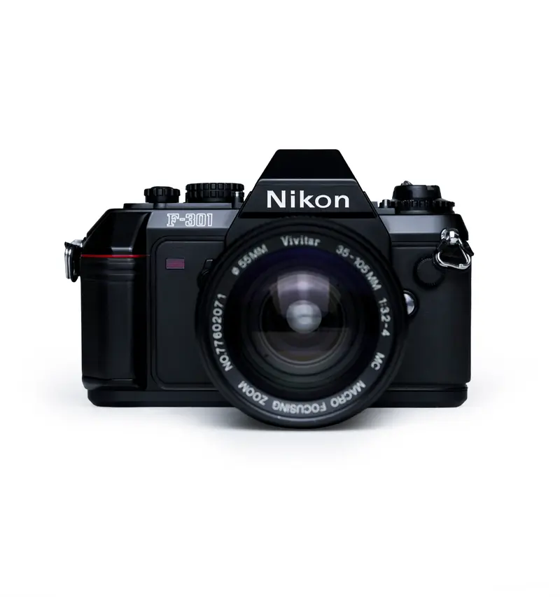 Nikon F-301 35mm SLR Film Camera with Vivitar 35-105 mm Lens