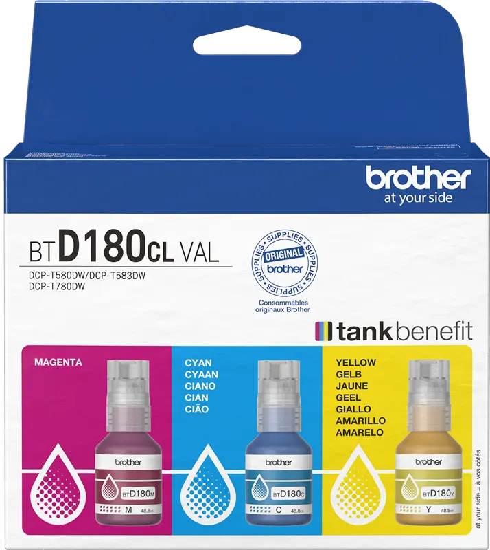 Original Brother BTD-180 Multipack Cyan / Magenta / Gelb