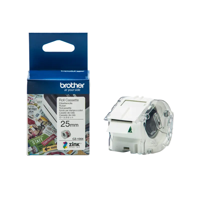 Original Brother CZ-1004 Farbetikettenrolle 25mm x 5m Weiss