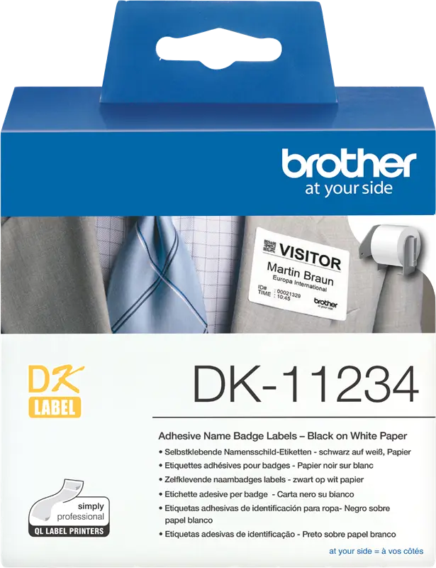Original Brother DK-11234 Namensetiketten wiederablösbar Schwarz auf Weiß