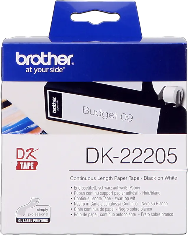 Original Brother DK-22205 Endlosetiketten 62mm x 30,48m Schwarz auf Weiß