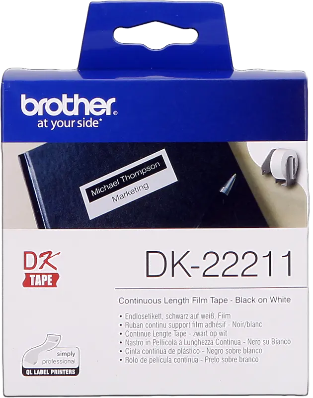 Original Brother DK-22211 Endlosetiketten 29mm x 15,24m Schwarz auf Weiß