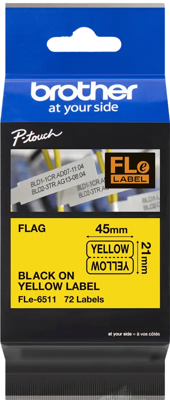 Original Brother FLe-6511 Schriftband 21 x 45mm Schwarz auf Gelb