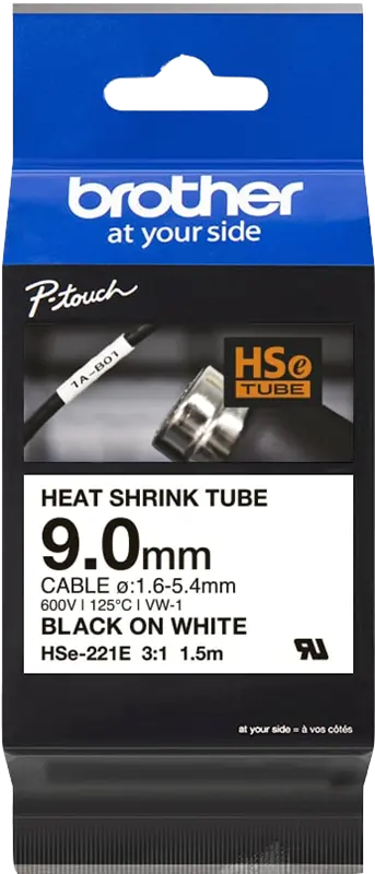 Original Brother HSe-221E Schriftband Schwarz auf Weiss