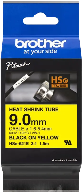 Original Brother HSe-621E Schriftband Schwarz auf Gelb