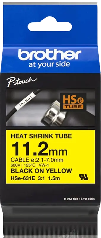 Original Brother HSe-631E Schriftband Schwarz auf Gelb