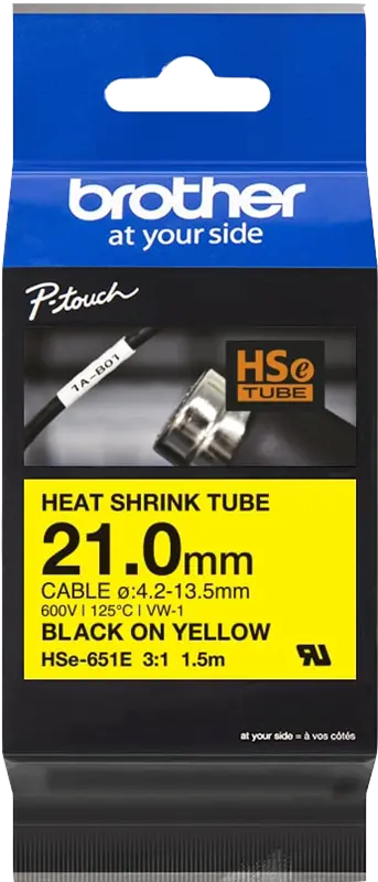 Original Brother HSe-651E Schriftband Schwarz auf Gelb
