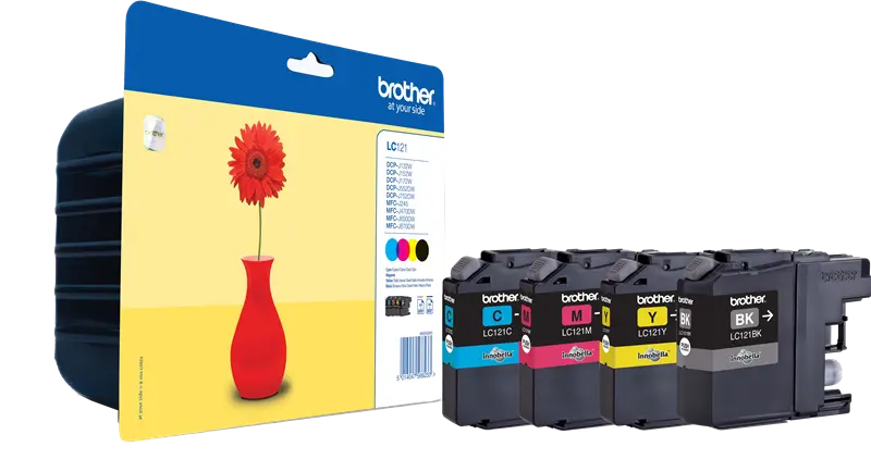 Original Brother LC-121 Multipack Schwarz / Cyan / Magenta / Gelb