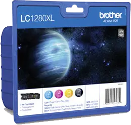 Original Brother LC-1280XL Multipack Schwarz / Cyan / Magenta / Gelb