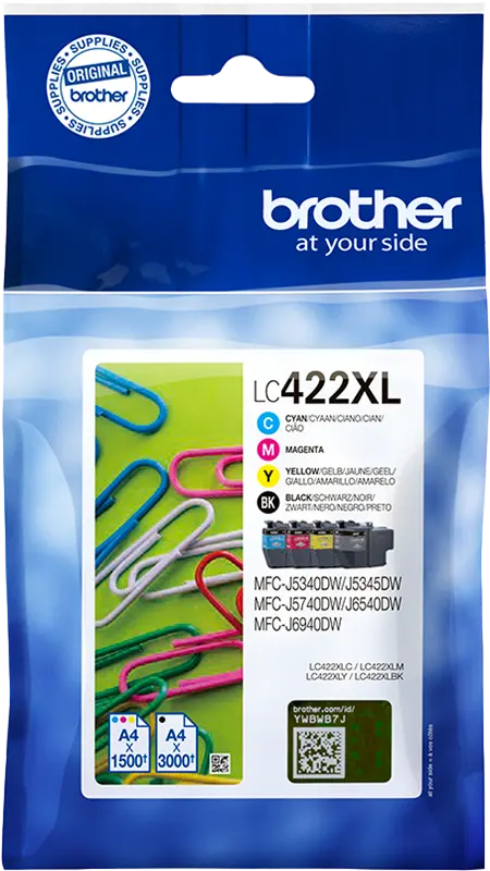 Original Brother LC-422XL Multipack Schwarz / Cyan / Magenta / Gelb