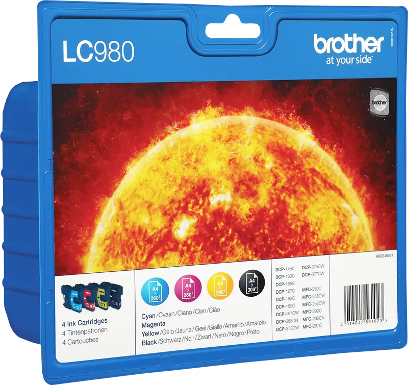 Original Brother LC-980 Multipack Schwarz / Cyan / Magenta / Gelb