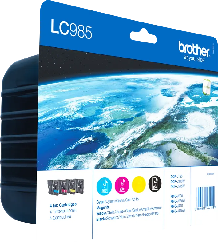 Original Brother LC-985 Multipack Schwarz / Cyan / Magenta / Gelb