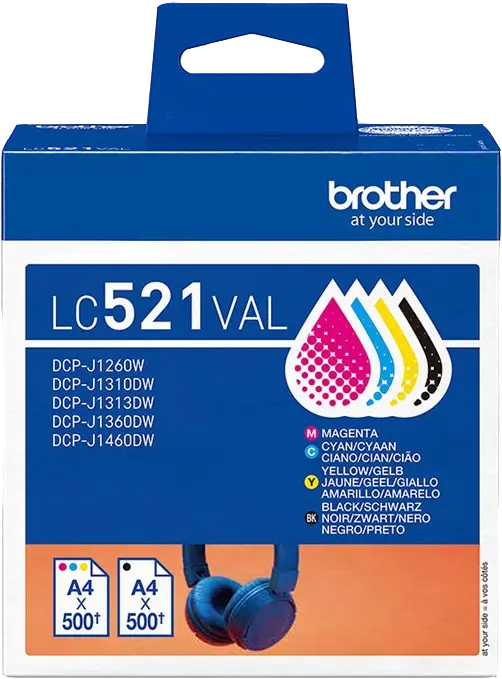 Original Brother LC521VAL Multipack Schwarz / Cyan / Magenta / Gelb