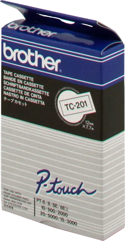 Original Brother TC-201 Schriftband Schwarz auf Weiß