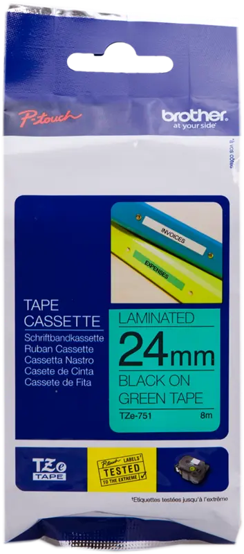 Original Brother TZe-751 Schriftband Schwarz auf Grün