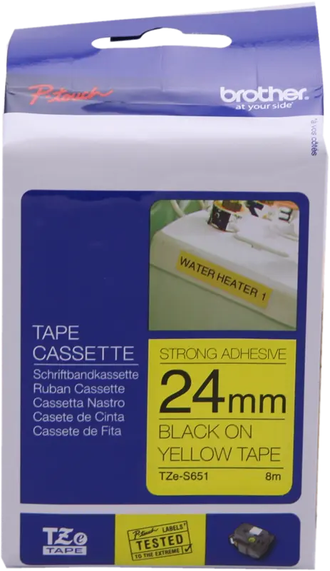 Original Brother TZe-S651 Schriftband Schwarz auf Gelb