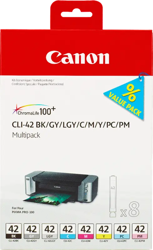 Original Canon CLI-42 Multipack Schwarz / Cyan / Magenta / Gelb / Grau / Cyan (hell) / Pink (hell) / Grau (hell)