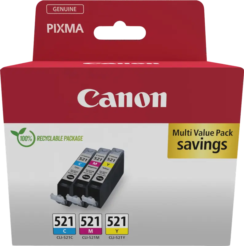 Original Canon CLI-521 Multipack Cyan / Magenta / Gelb