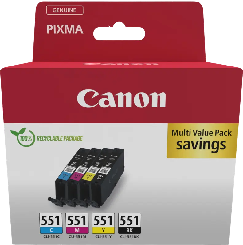 Original Canon CLI-551 Multipack Schwarz / Cyan / Magenta / Gelb