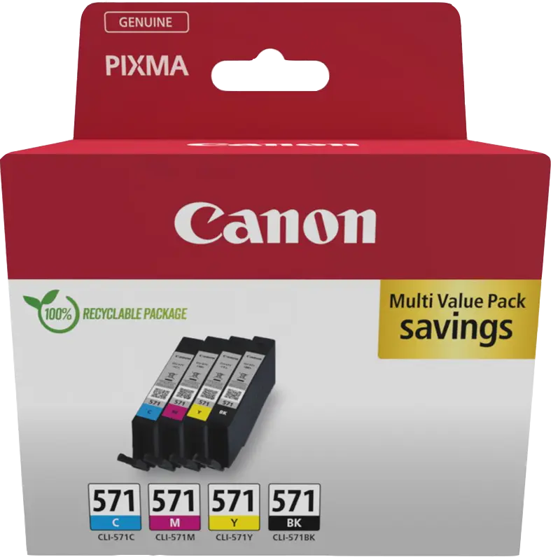 Original Canon CLI-571 Multipack Schwarz / Cyan / Magenta / Gelb