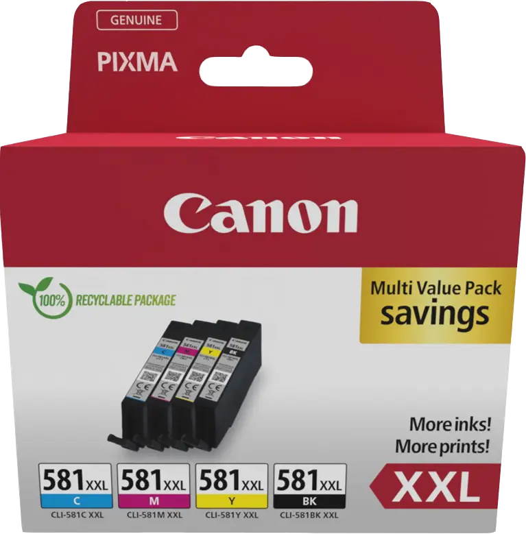 Original Canon CLI-581 XXL Multipack Schwarz / Cyan / Magenta / Gelb