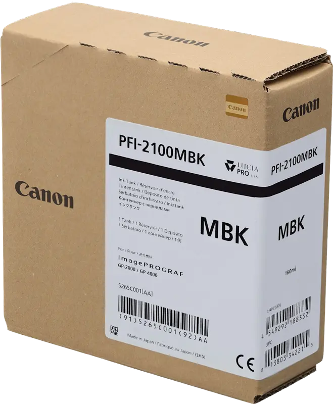 Original Canon PFI-2100mbk Schwarz (Matt) Druckerpatrone 5265C001
