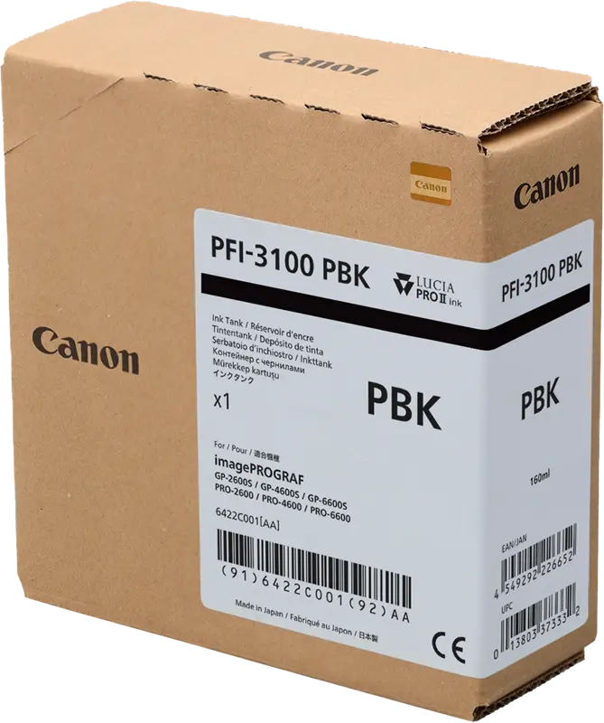Original Canon PFI-3100pbk Schwarz (Foto) Druckerpatrone 6422C001