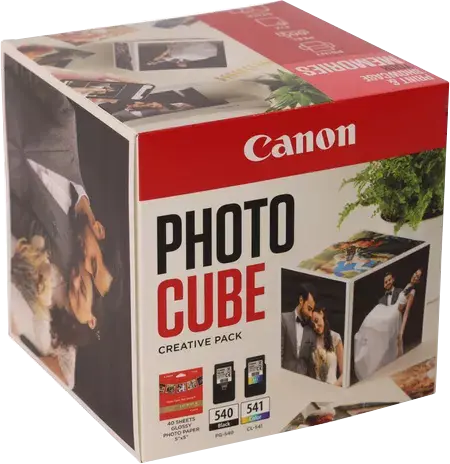 Original Canon PG-540+CL-541 Photo Cube Creative Pack Schwarz / mehrere Farben Value Pack + 13x13 cm Fotopapier 40 Blatt