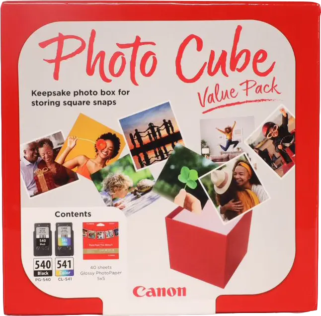 Original Canon PG-540+CL-541 Photo Cube Schwarz / mehrere Farben Value Pack + 13x13 cm Photo Paper Plus Glossy II 40 Blatt