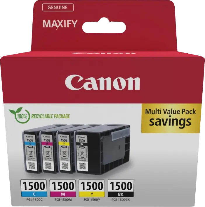 Original Canon PGI-1500 Multipack Schwarz / Cyan / Magenta / Gelb