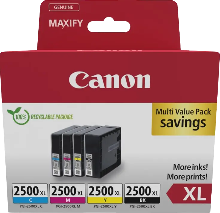 Original Canon PGI-2500 XL Multipack Schwarz / Cyan / Magenta / Gelb